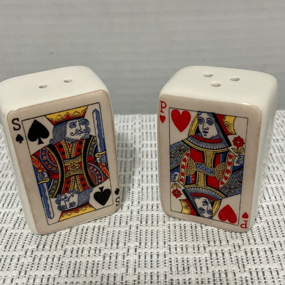 Playing Card Ceramic Salt and Pepper Shakers - Red, Black
